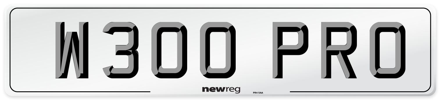 W300 PRO Number Plate from New Reg